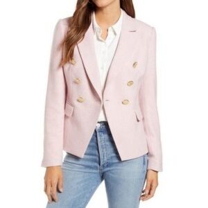Rachel Parcell Pink and White Herringbone Tweed Jacket